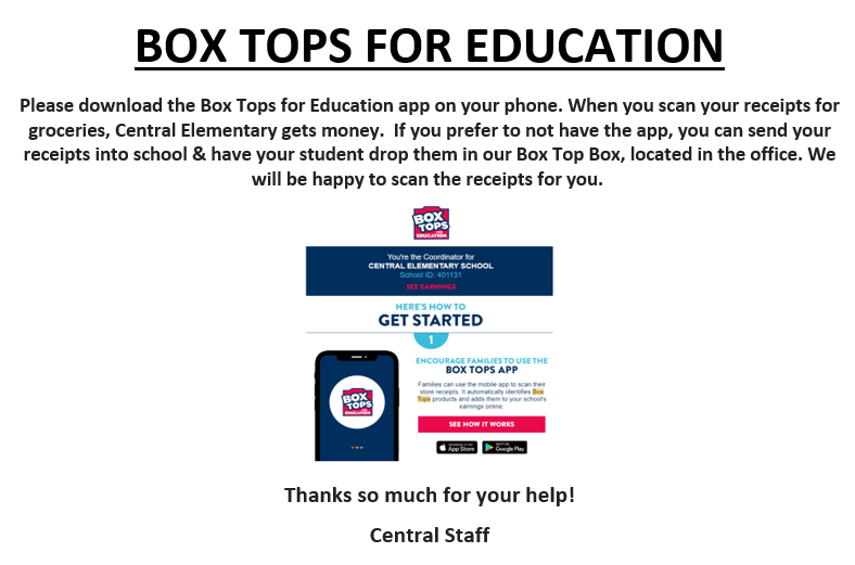 Box Tops for Education | Central Elementary School